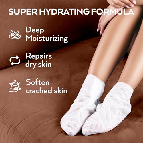Moisturizing Foot Mask for Dry Cracked Feet - Foot Moisturizing Socks for Women - Cracked Heel Treatment with Foot Mask