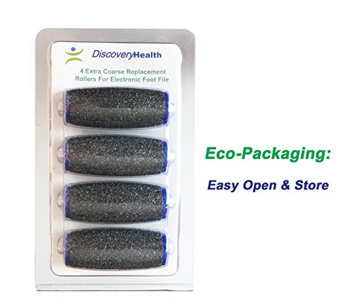 Amope Pedi Perfect Extra Coarse Pedicure Refill Rollers, 4-pack, Professional Grade Replacement Roller Heads for Coarse 