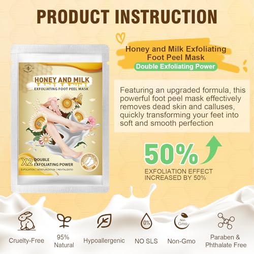 Milk & Honey Exfoliating Foot Mask for Dry, Cracked Feet
| Double Exfoliating Power Foot Peel Mask 3 Pack
| Hydrating F