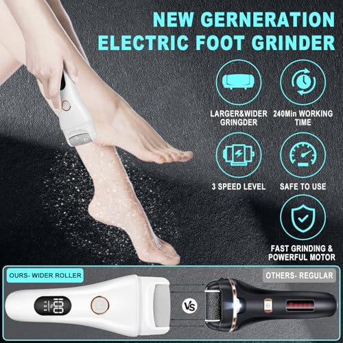 Electric Foot Scrubber with LCD Display for Callus Removal - Wet & Dry Use  
Electric Callus Remover with Larger Grinder