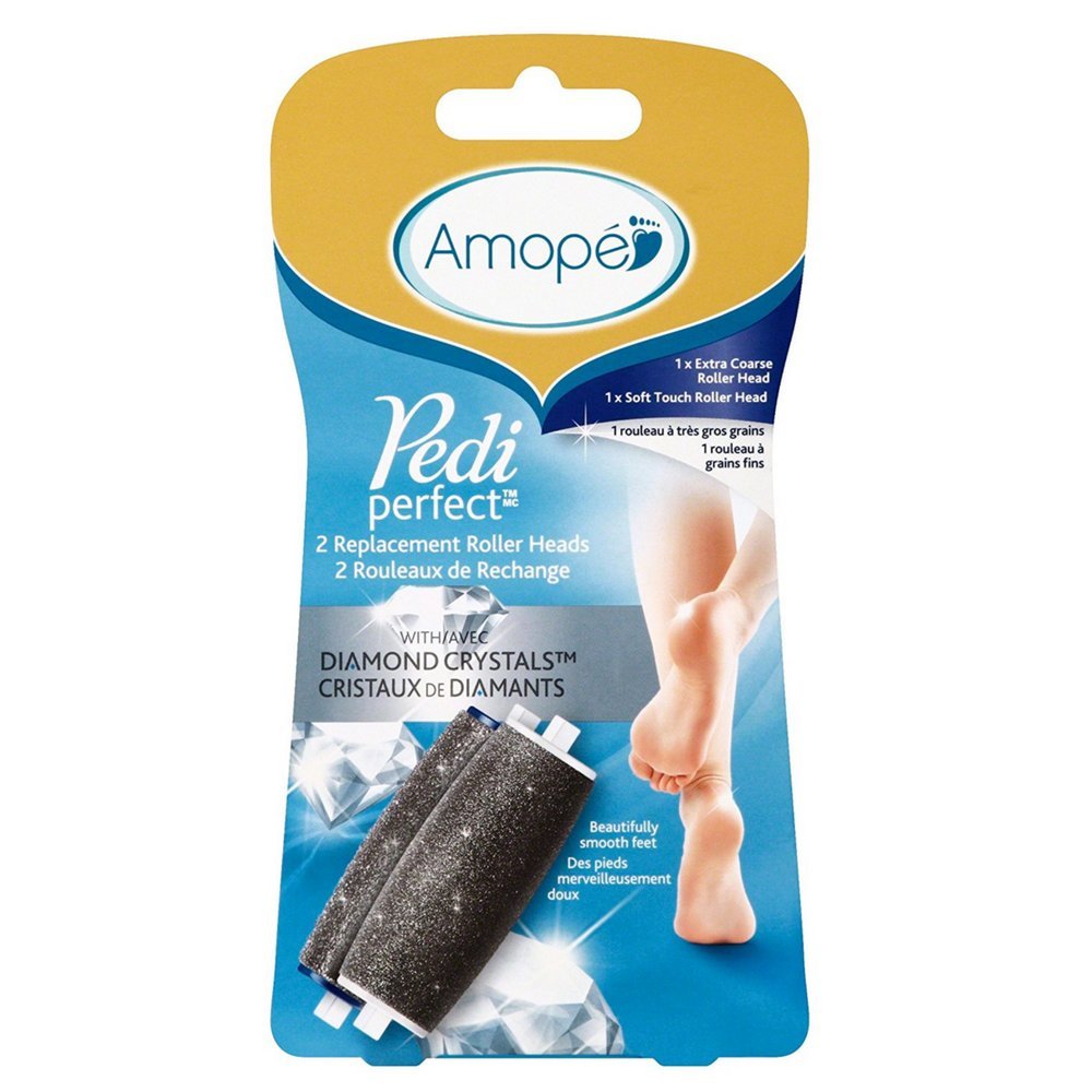 Amopé Pedi Perfect Electronic Foot File - Extra Coarse Refills & Exfoliating Brush, Women & Men, Home & Travel