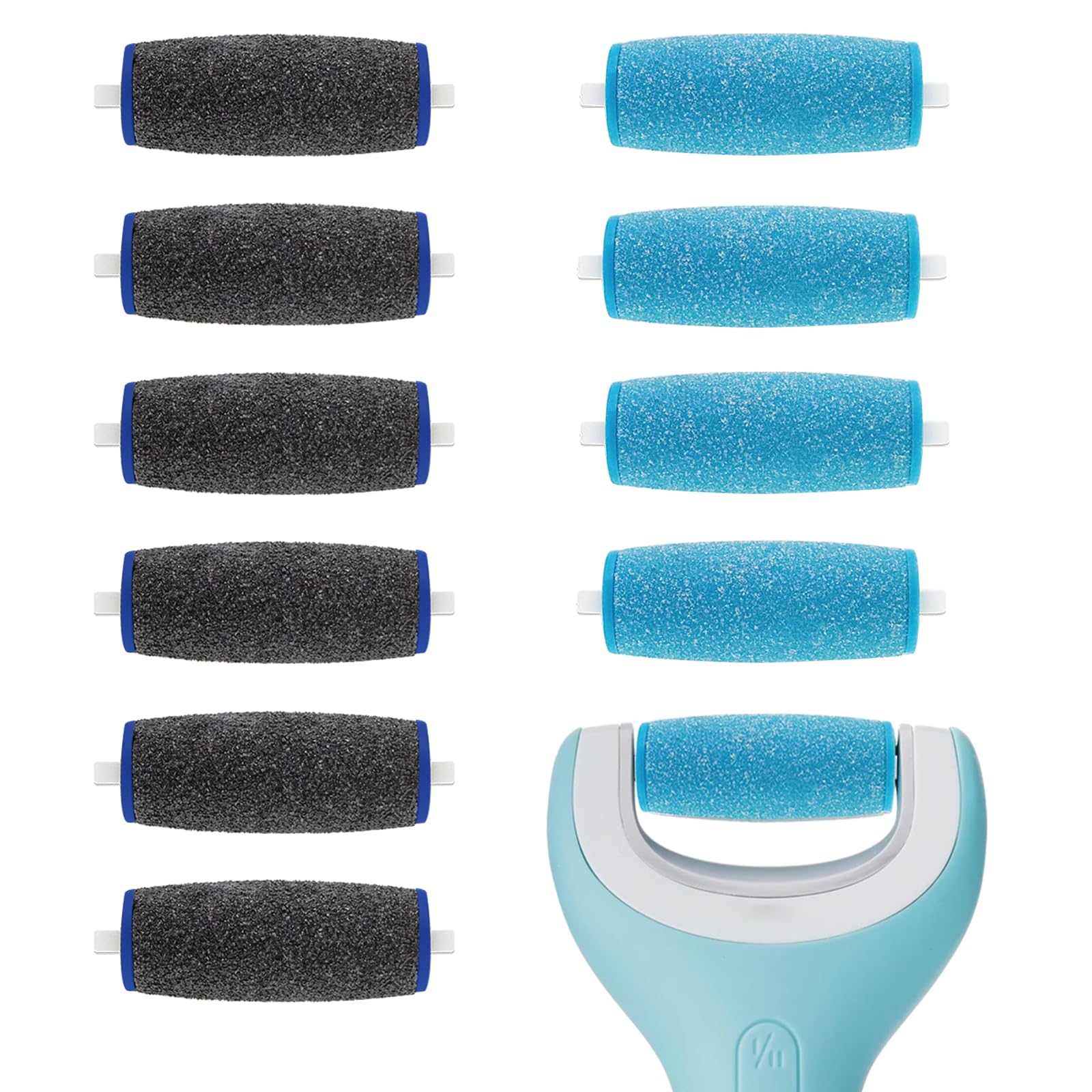 11 Pack Replacement Roller Heads for amope Pedi Perfect Refills Electronic Foot File, Black+Blue for Foot Care Enthusias