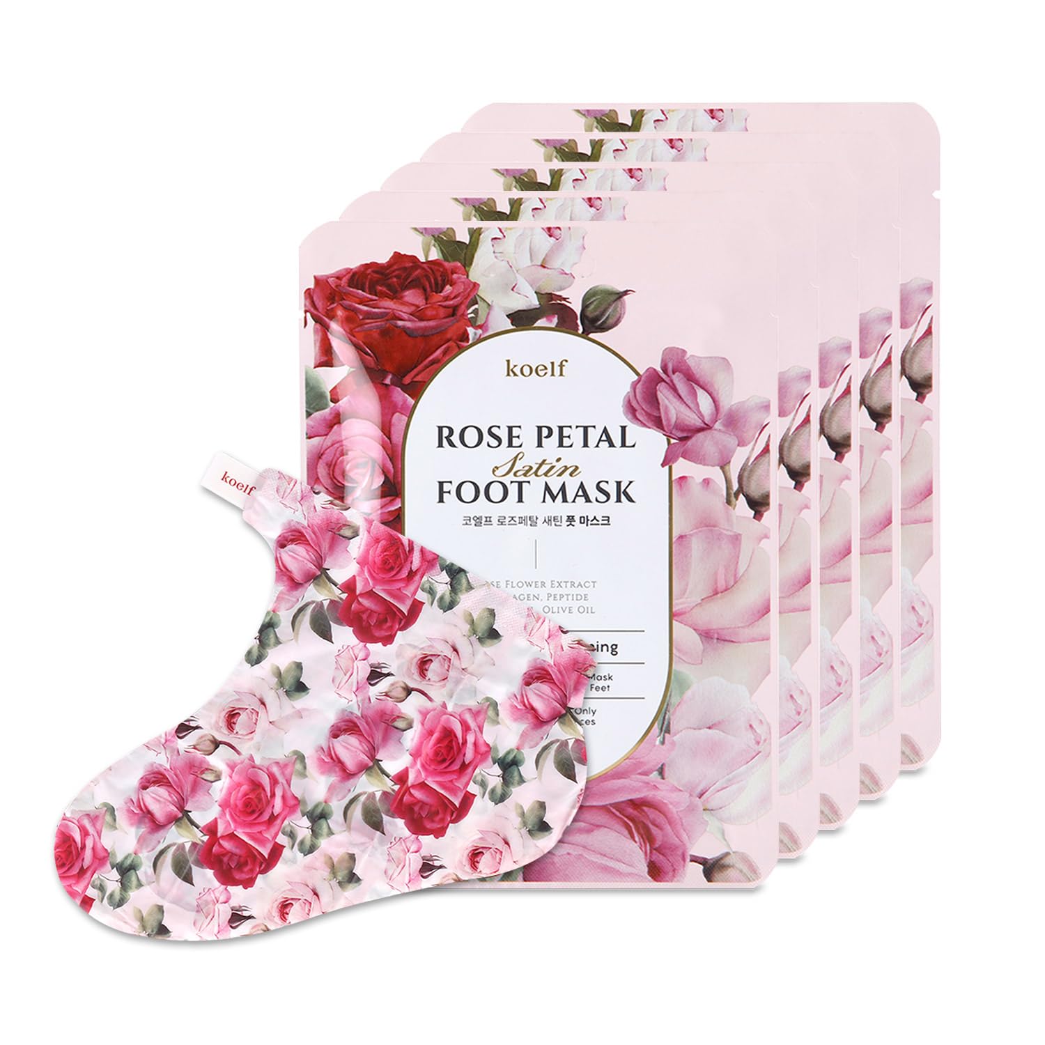 PETITFEE Rose Petal Satin Foot Mask - Intensive Nourishing Socks for Silky Smooth Feet, Peptide & Collagen Foot Repair M