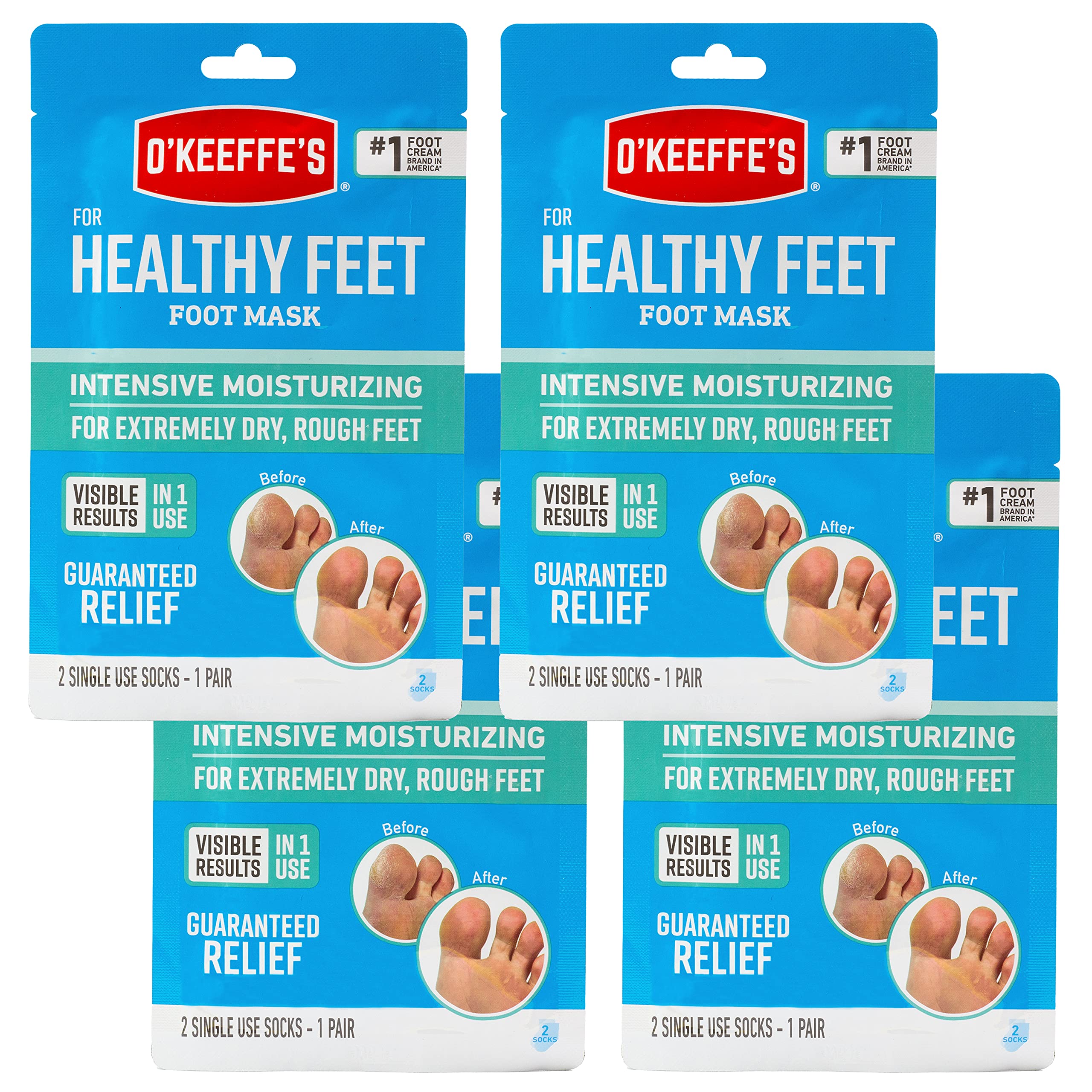 O'Keeffe's Healthy Feet Intensive Moisturizing Foot Mask for Extremely Dry Rough Feet; Guaranteed Relief One Pair Single